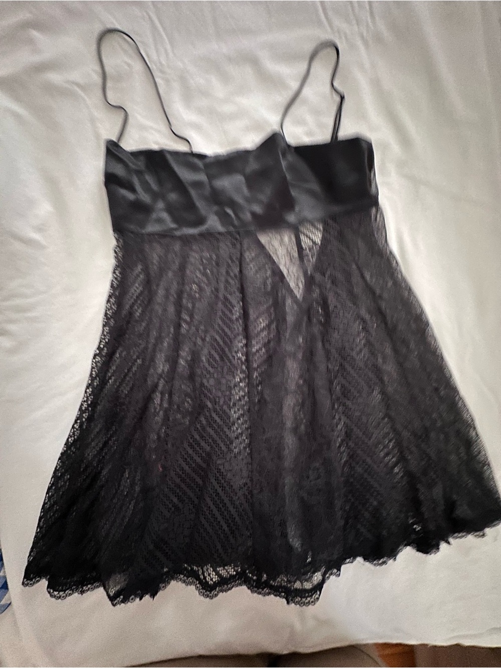 Victoria's Secret Black Lace Slip Dress with Satin Bodice